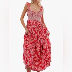 FP🔸INSPIRED🔸 Red and White Maxi Dress